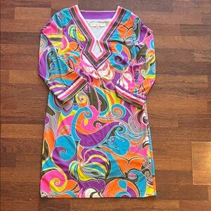 Trina Turk Vibrant Floral V-Neck Dress